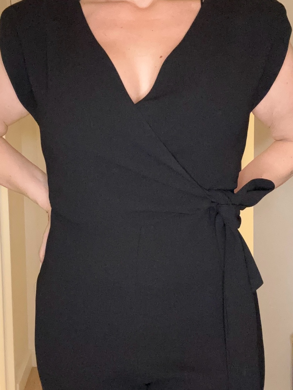 Mango Black Wrap-Style Maxi Jumpsuit